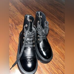 Black Leather Lace-Up Boots